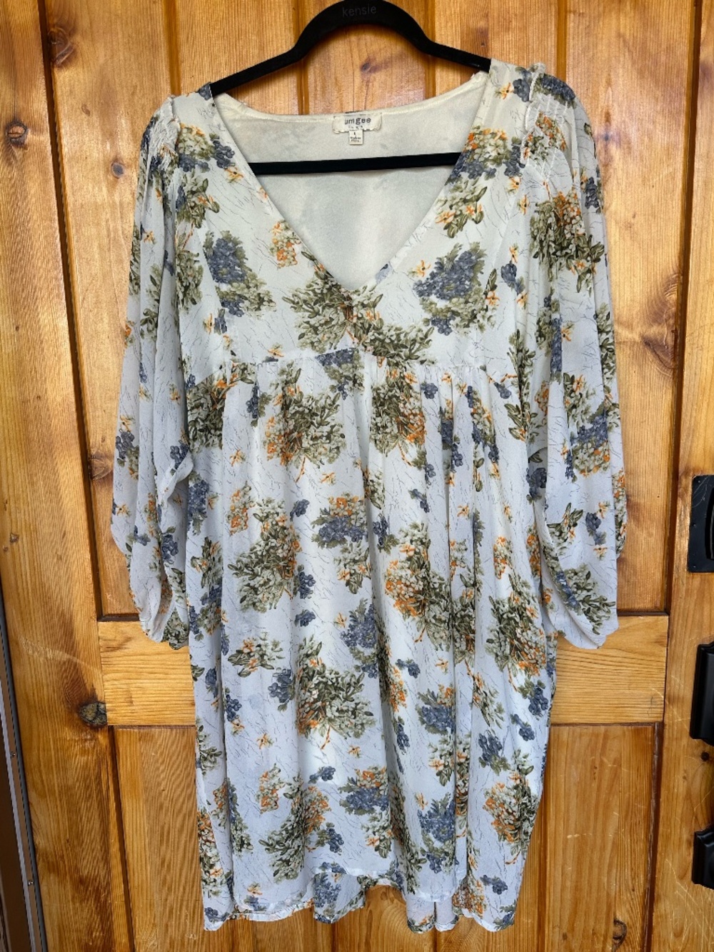 Umgee Flowy Boho Sage Green Floral Dress